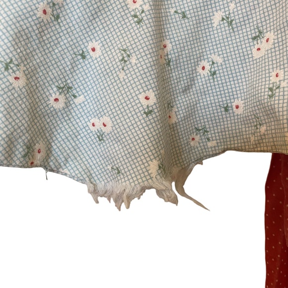 Handmade Peach/Blue Cotton Kitten Print Ruffle Apron Cottage OS - Picture 14 of 16